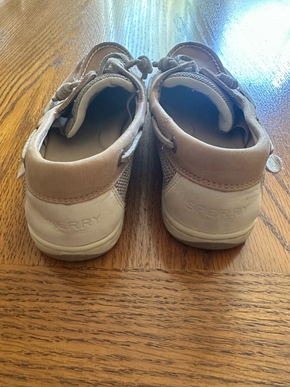 Sperry Tan and Beige Canvas & Leather Boat Shoes Women’s Size 7.5 - Picture 3 of 8